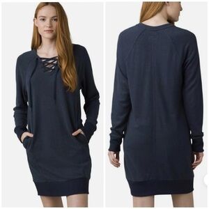 prAna Cozy Up Terry Dress in Nautical Heather NWT!